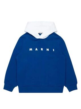 Marni‎ Kids Unisex Blue & White Hooded Sweatshirt Hoodie Size 10